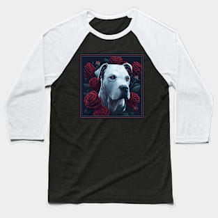 Dogo argentinian red roses 2 Baseball T-Shirt